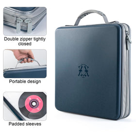 Alavisxf xx portable CD case with handle for easy carrying.