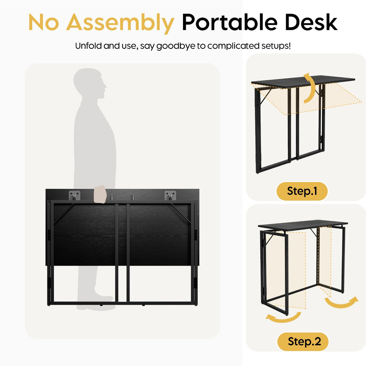 Alawooder folding desk features four anti-slip mats for leveling