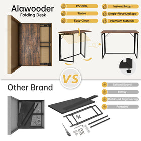 Alawooder desk folded flat for quick storage