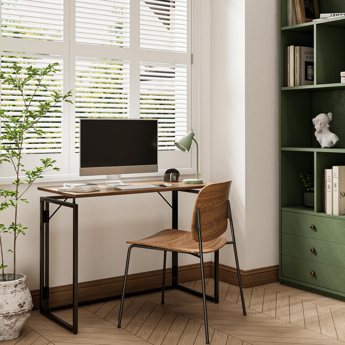Alawooder desk metal frame close-up shows sturdy construction