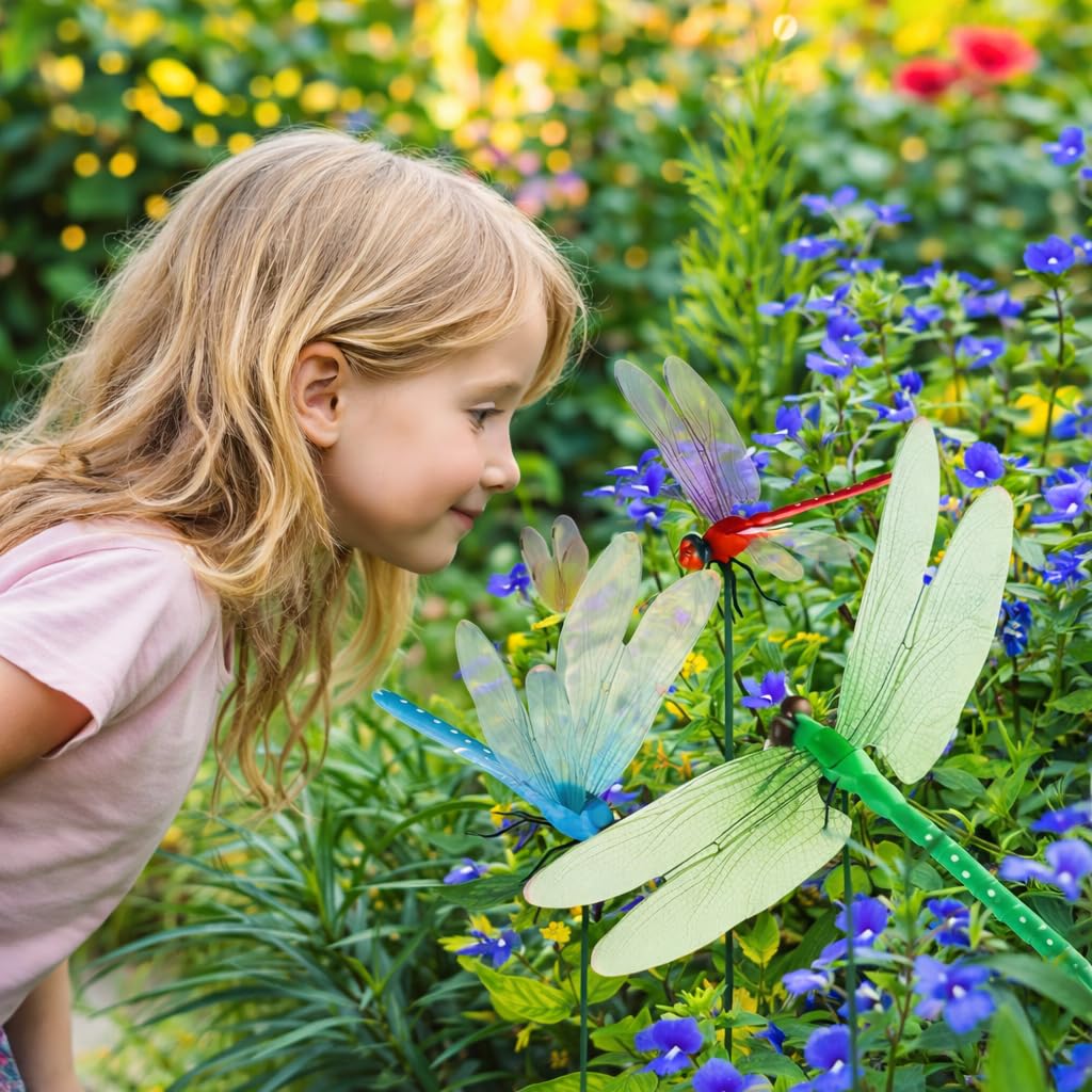 ALBCREHK dragonfly clip rails backdrop decor elevates garden borders with vibrant color.