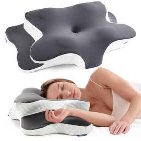Alcedo Cervical Memory Foam Pillow front view shows ergonomic neck support.