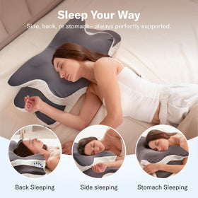 Alcedo Cervical Memory Foam Pillow side view high shows elevated neck support.