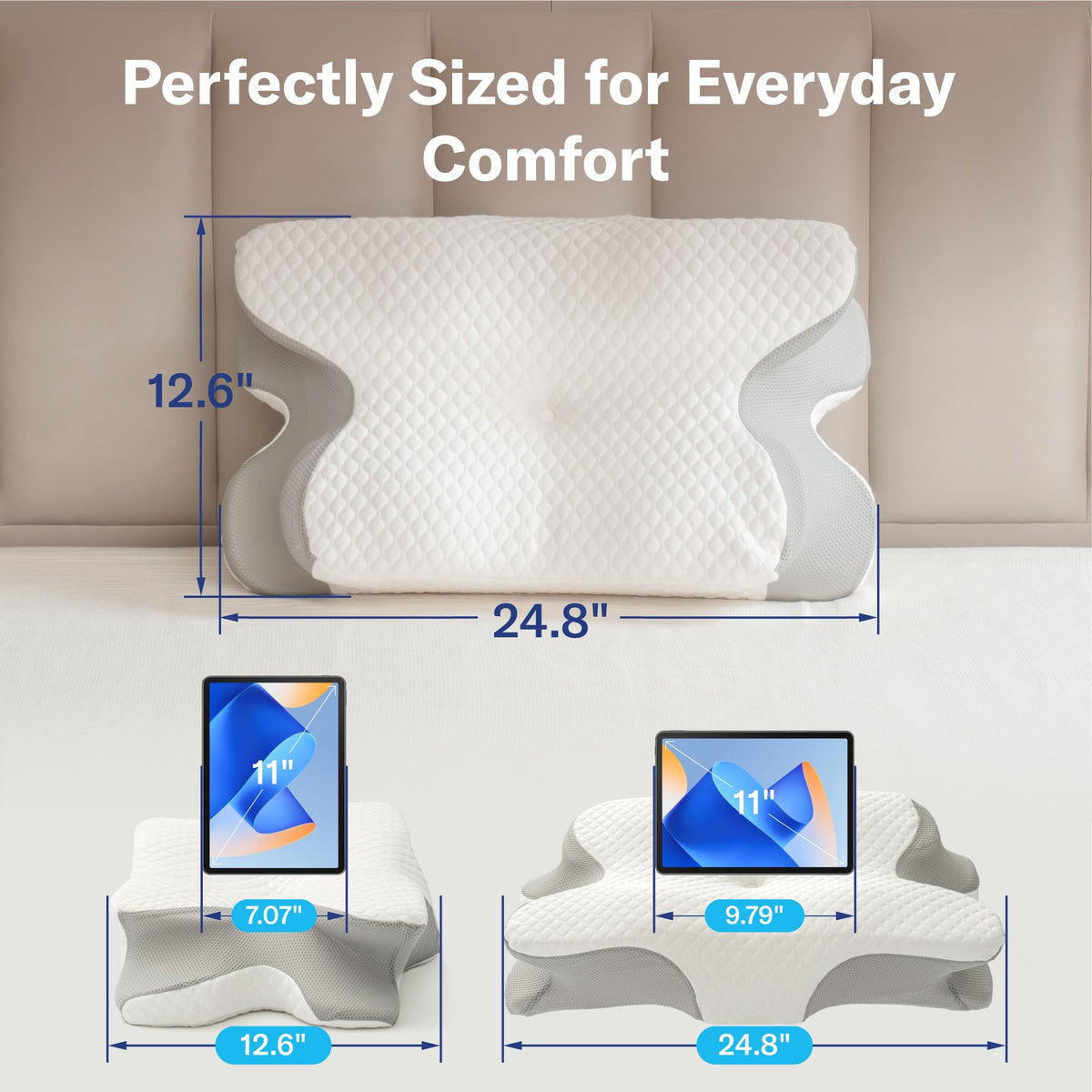 Alcedo Cervical Pillow contour illustration explains neck curvature fit