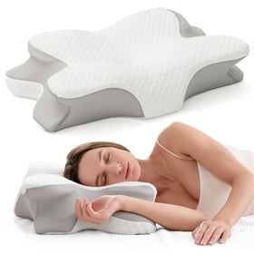 Alcedo Cervical Pillow front view shows ergonomic contours for neck alignment