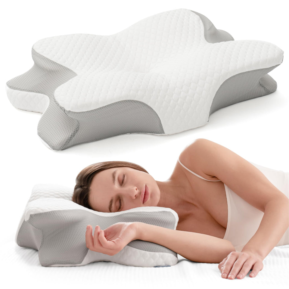 Alcedo Cervical Pillow front view shows ergonomic contours for neck alignment