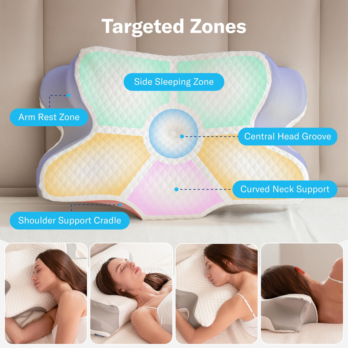 Alcedo Cervical Pillow odorless material closeup emphasizes clean sleeping surface