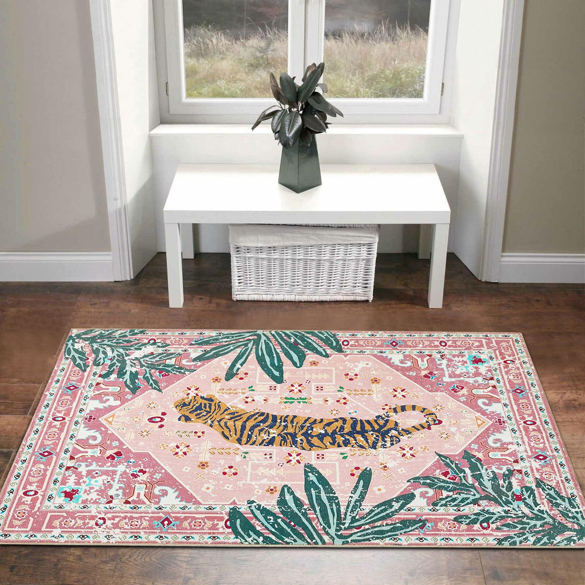 Aldopein faux wool rug with low pile for easy cleaning and warm feet