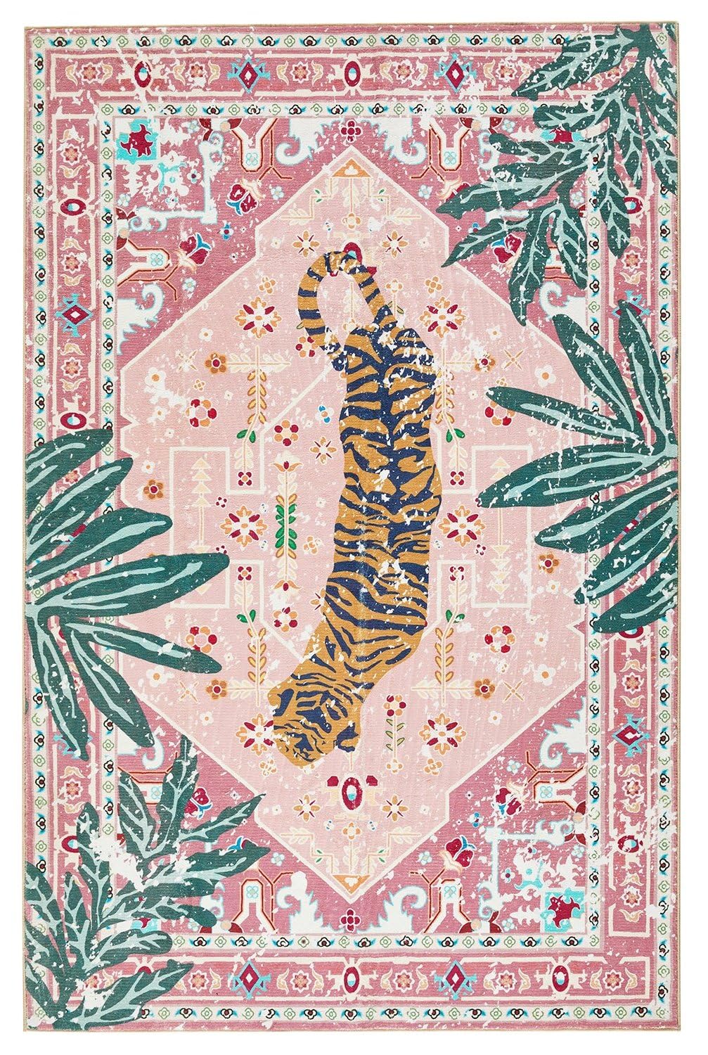 Aldopein pink nursery rug with soft texture safe for babies and playtime