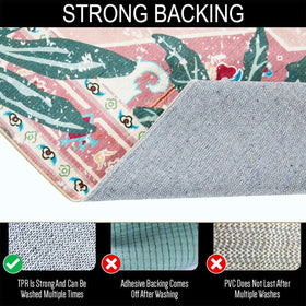 Aldopein washable distressed runner blends vintage charm with simple cleaning.