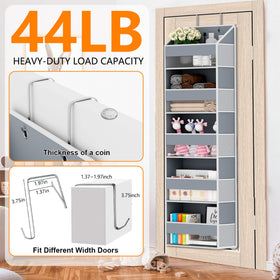Aldoro door organizer demonstrating forty-four pound capacity for sturdy storage.