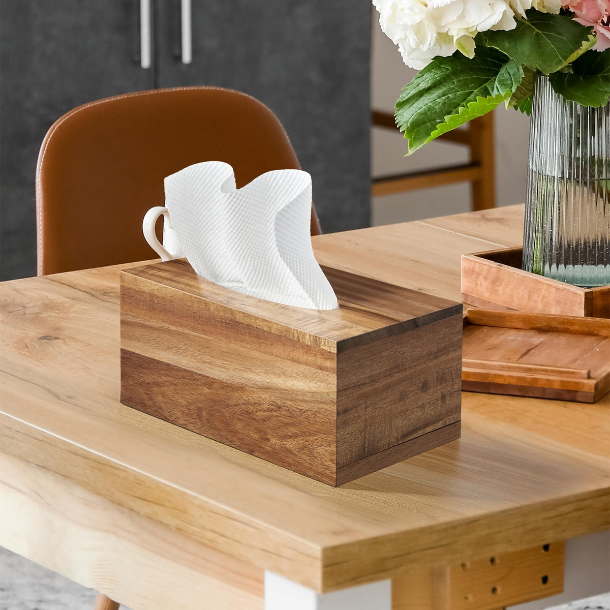 ALELION removable bottom panel tissue box cover, refill-ready and easy to use.