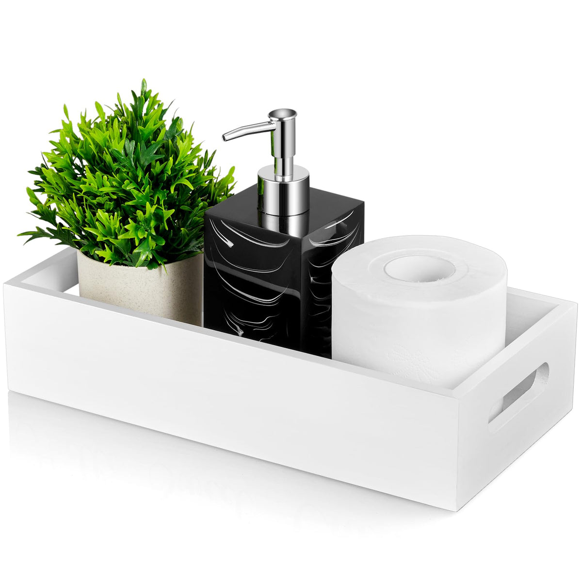 ALELION White Bathroom Basket front view showing compact storage for bathroom essentials