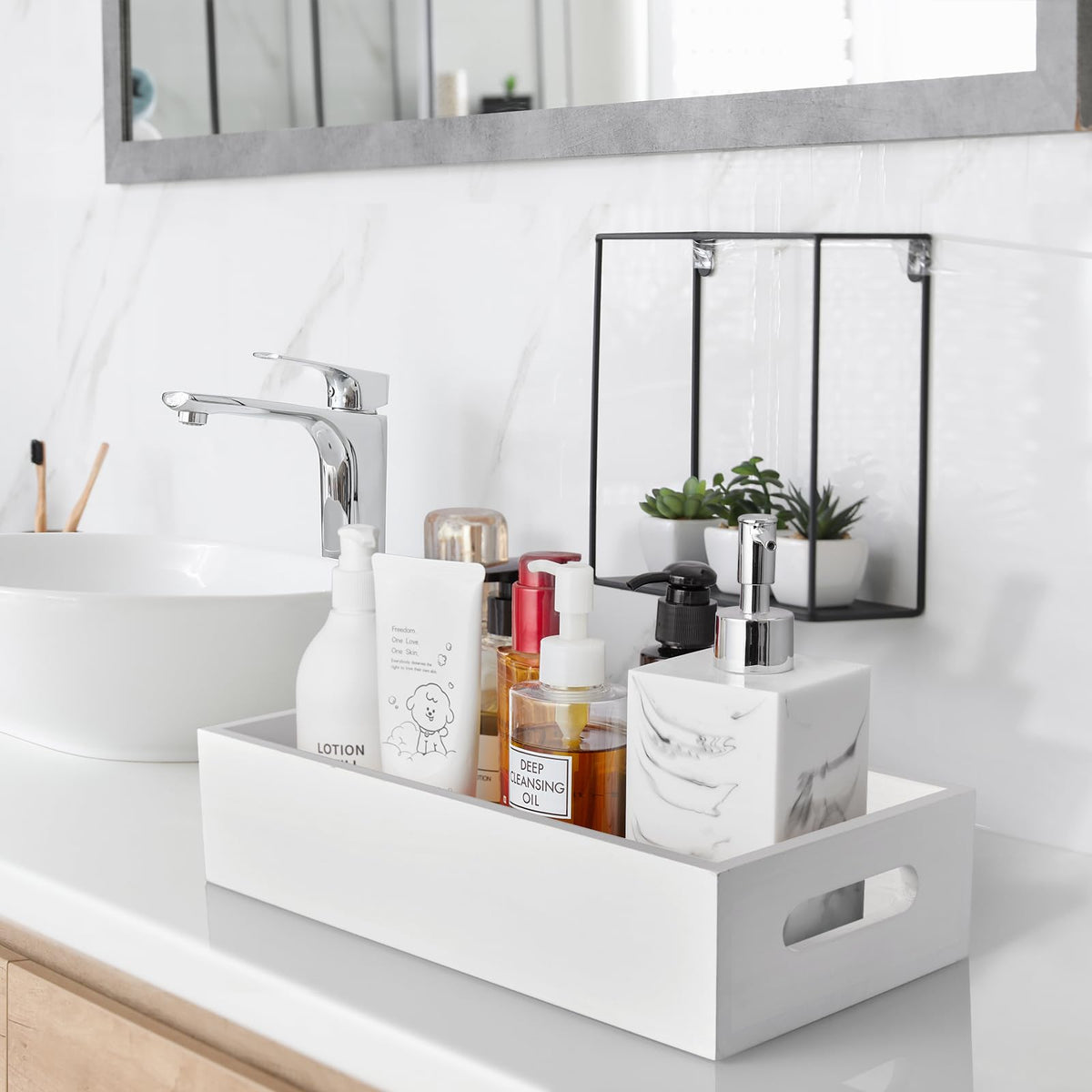 ALELION White Bathroom Basket gift-ready organizer for home ambiance