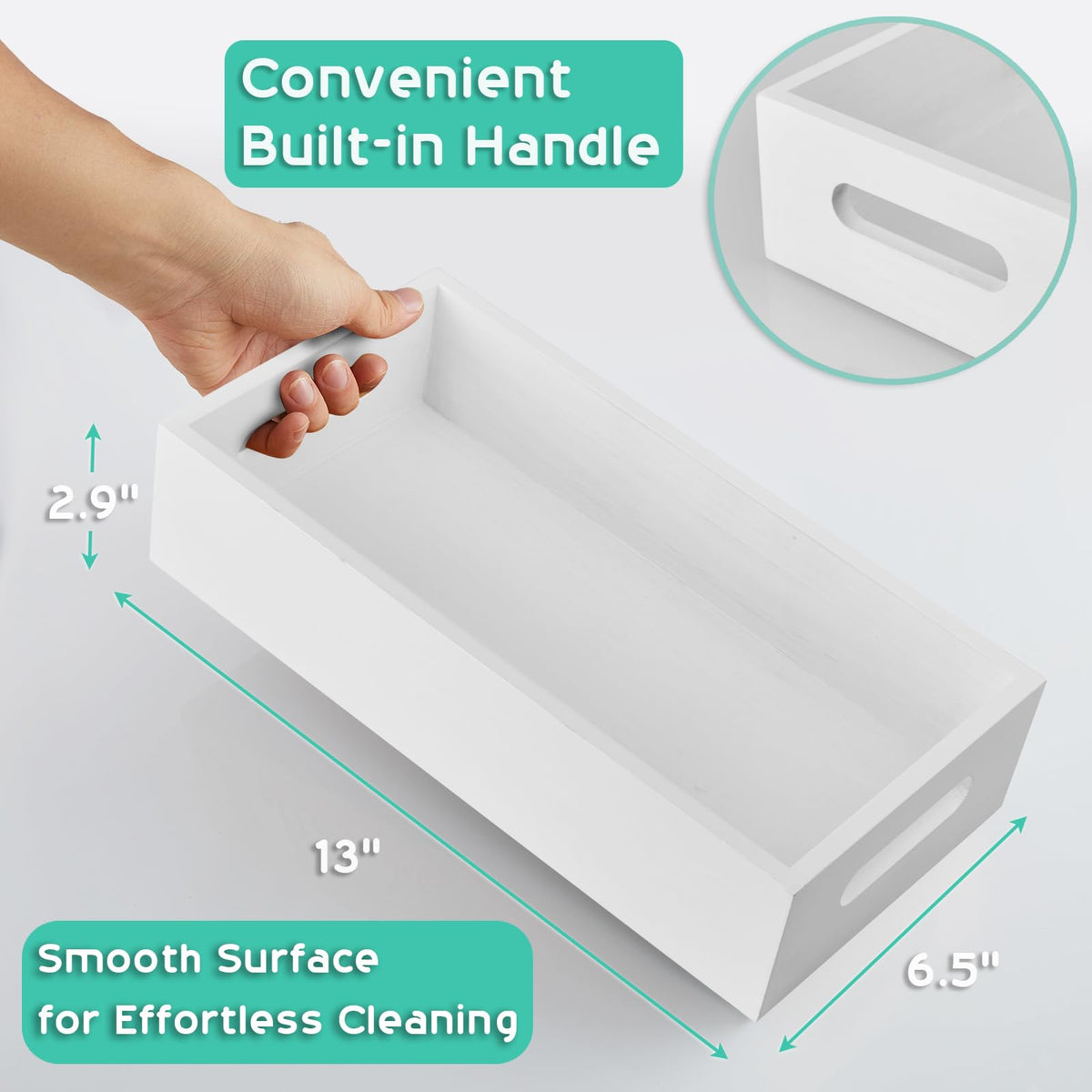 ALELION White Bathroom Basket wood detailing conveys sturdy, easy-to-clean storage
