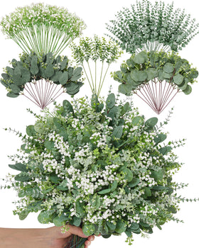 Alecono 100 Pcs mixed greenery silver leaves for elegant centerpieces.