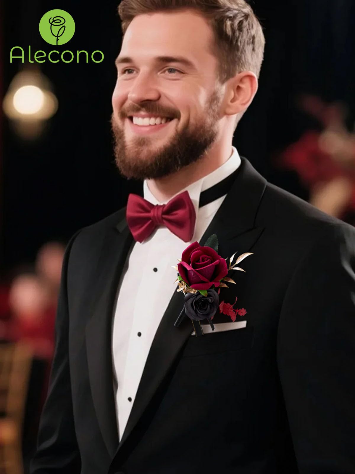Adjustable ribbon wristband on the Alecono corsage for a comfortable fit.