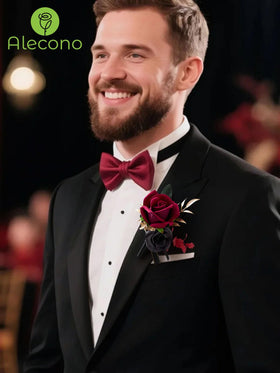 Adjustable ribbon wristband on the Alecono corsage for a comfortable fit.