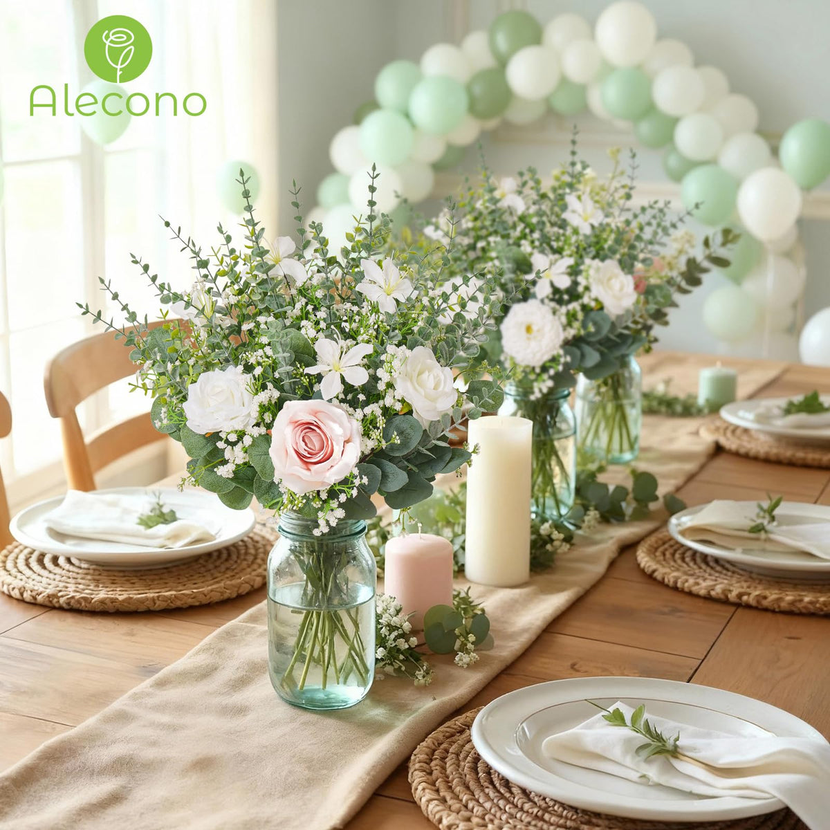 Alecono Baby's Breath faux flowers for delicate volumetric blooms.
