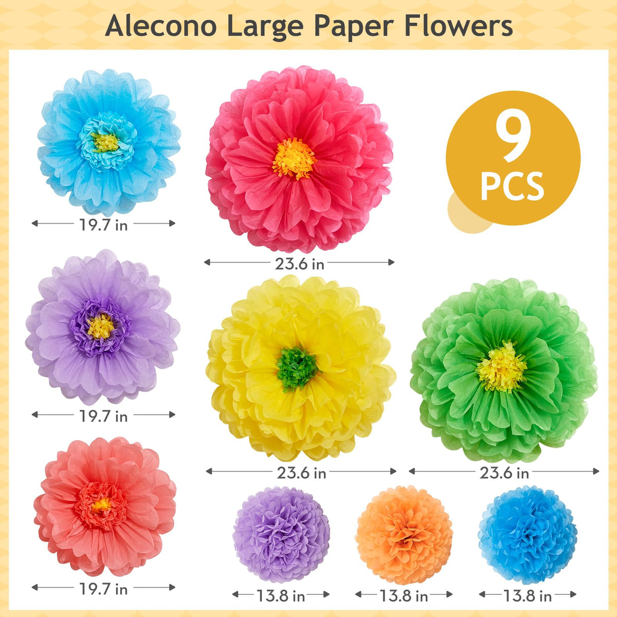 Alecono giant paper flower 14-inch magenta bloom for compact focal display