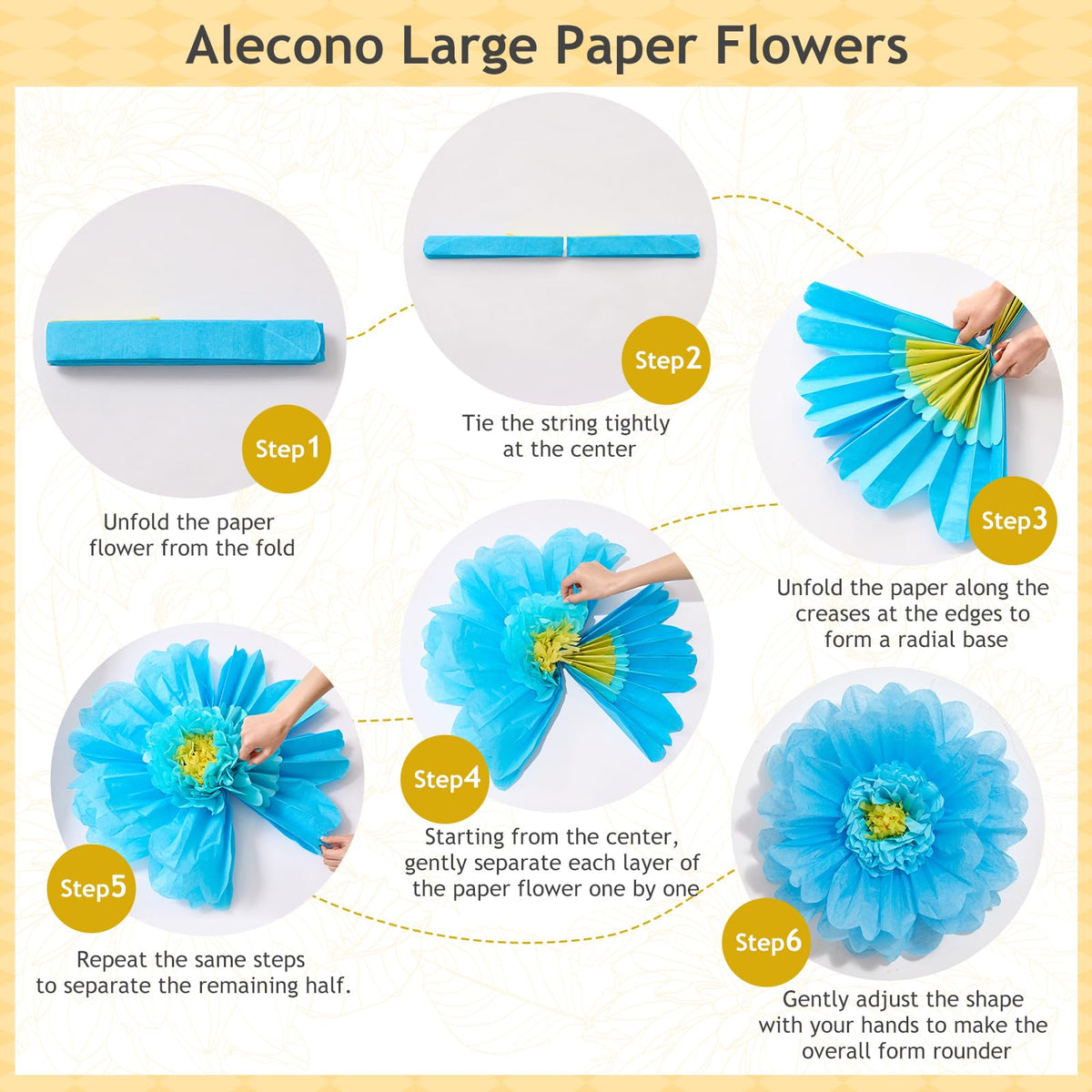 Alecono giant paper flower 14-inch sunflower gold bloom for lively accents
