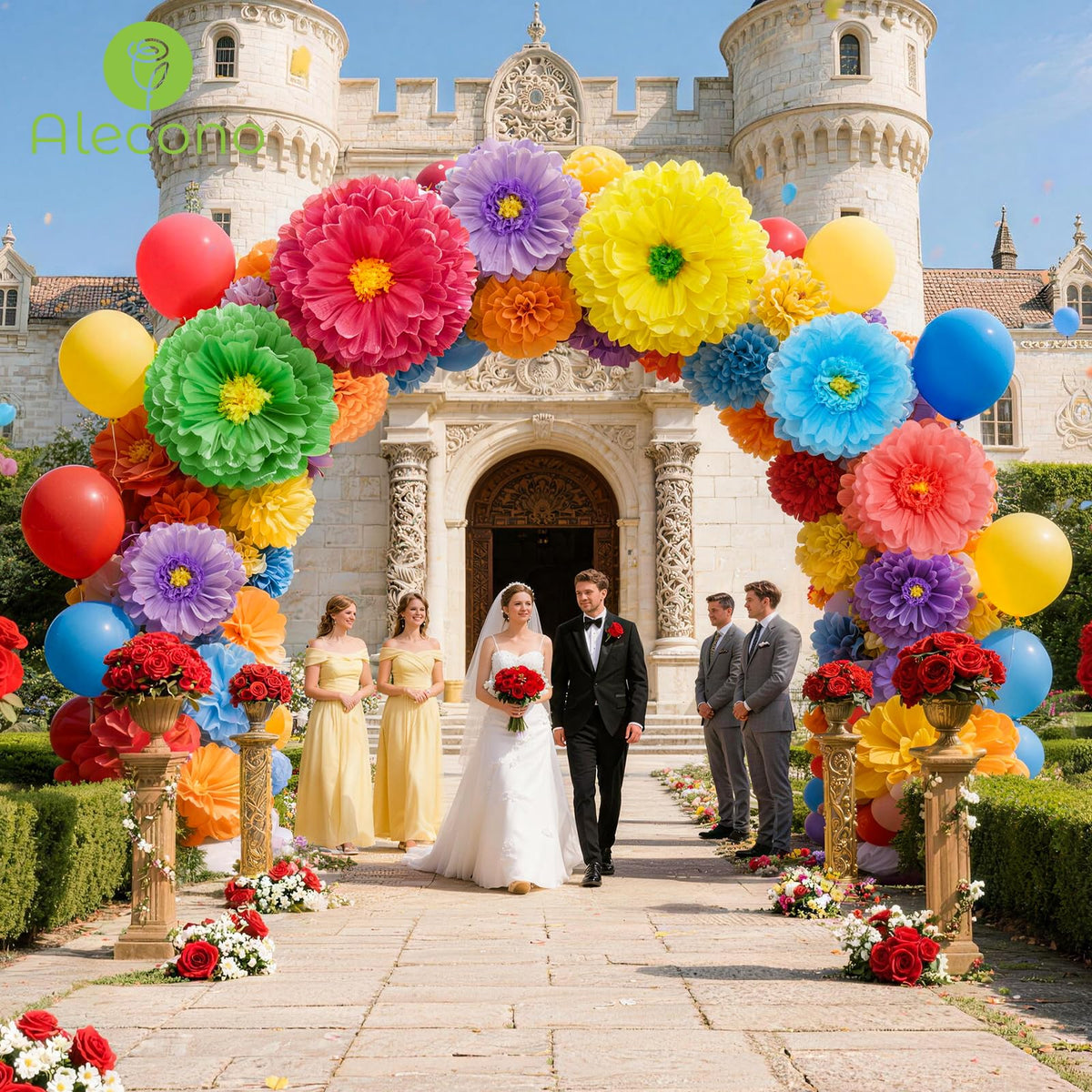 Alecono giant paper flower 20-inch cream bloom softening wedding backdrop