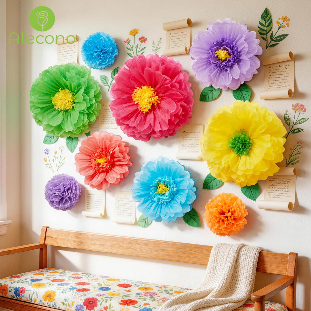 Alecono giant paper flower 24-inch apricot bloom ideal for photo backdrops