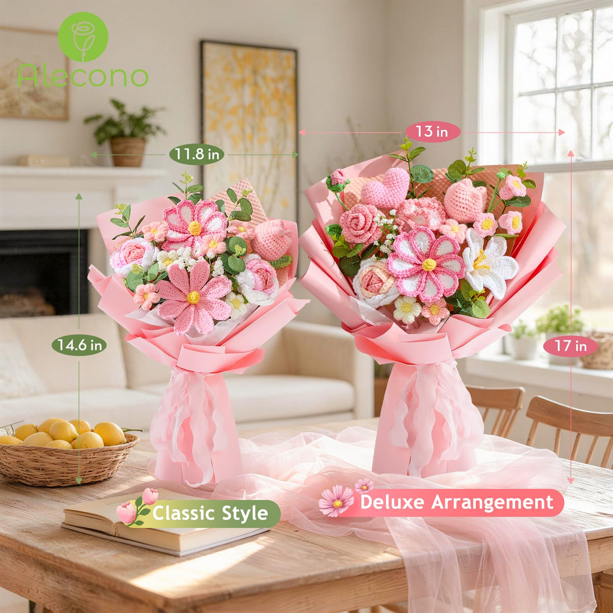 Alecono crochet flowers ideal for home decor and hospital visits