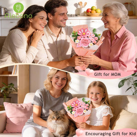 Alecono nine-piece crochet bouquet detail of delicate petals