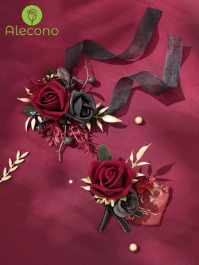 Close-up of the silk corsage detailing by Alecono.