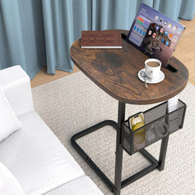 Alentar Fashion TV Tray Table with oval large tabletop for meals and laptop use