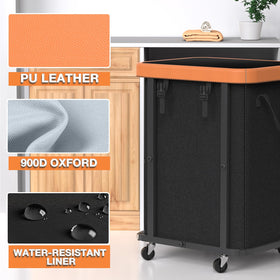 Alentar rolling hamper with four wheels and brake for smooth movement.