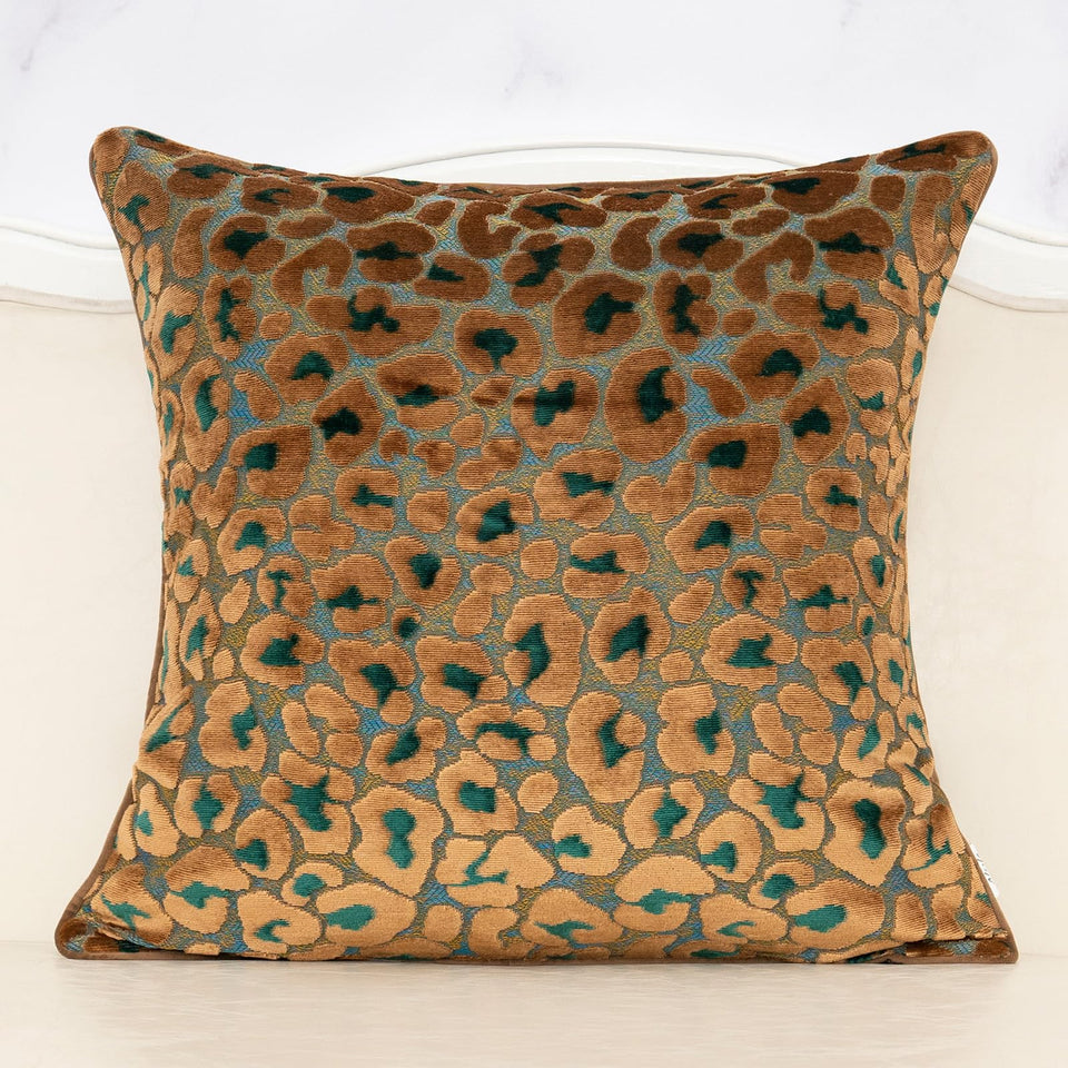 Alerfa green brown floral pillow cover 20x20 front view with velvet texture for stylish living spaces