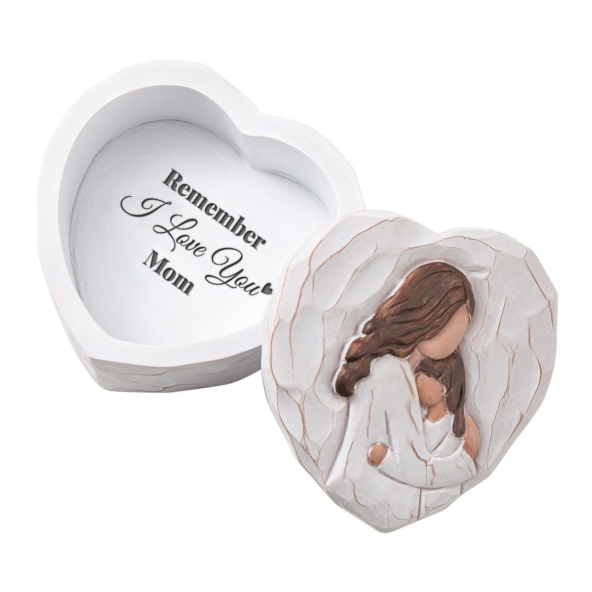 AlevaHive mom and daughter figurine keepsake box decorative side view highlighting craftsmanship