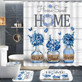 Alexex blue hydrangea shower curtain with vibrant print and durable waterproof fabric.