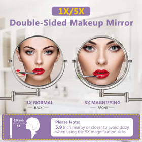 ALHAKIN double-sided makeup mirror with 360-degree swivel for versatile grooming.