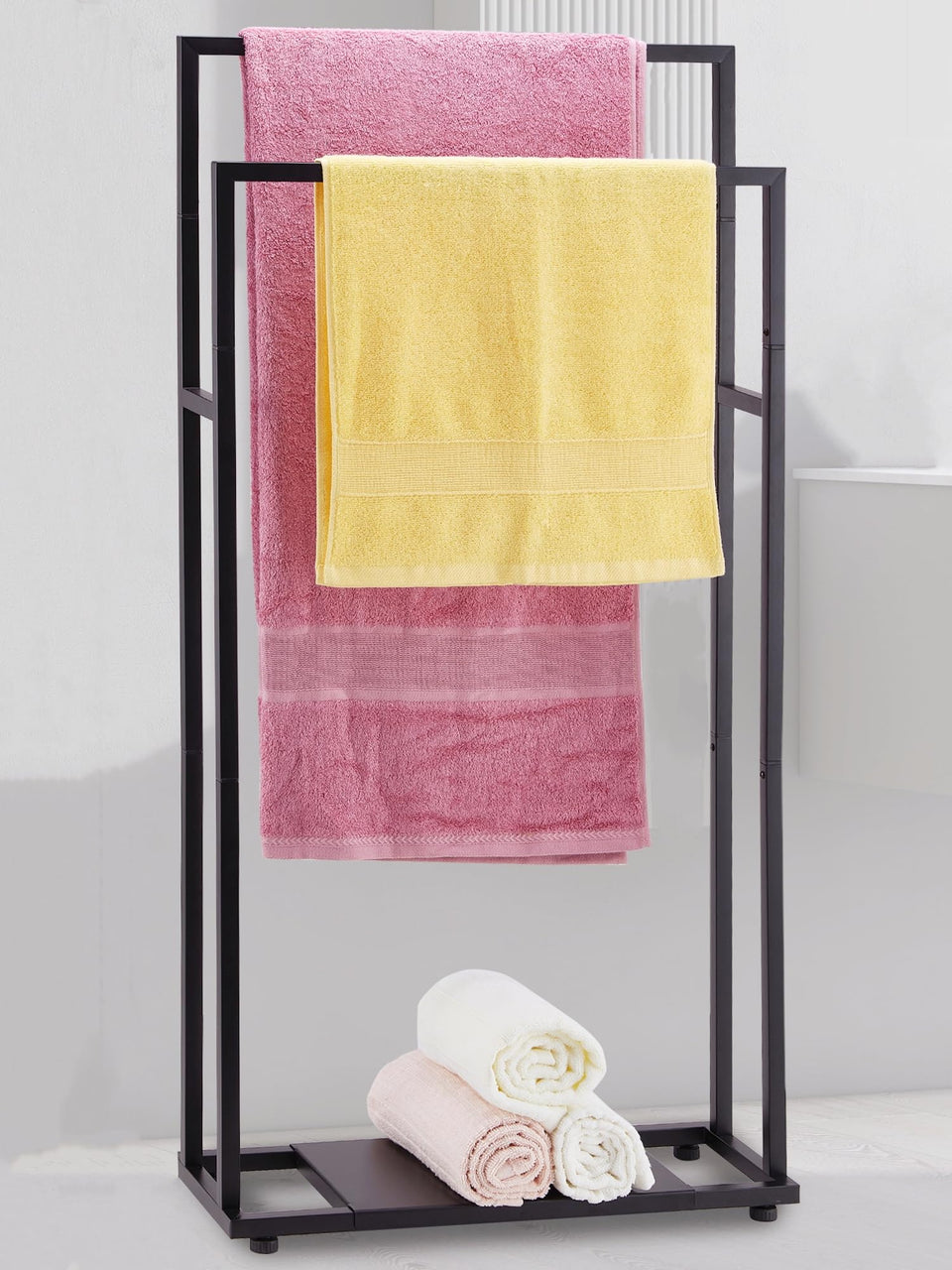 ALHAKIN 39-inch tall towel rack showcasing tall design for large towels.