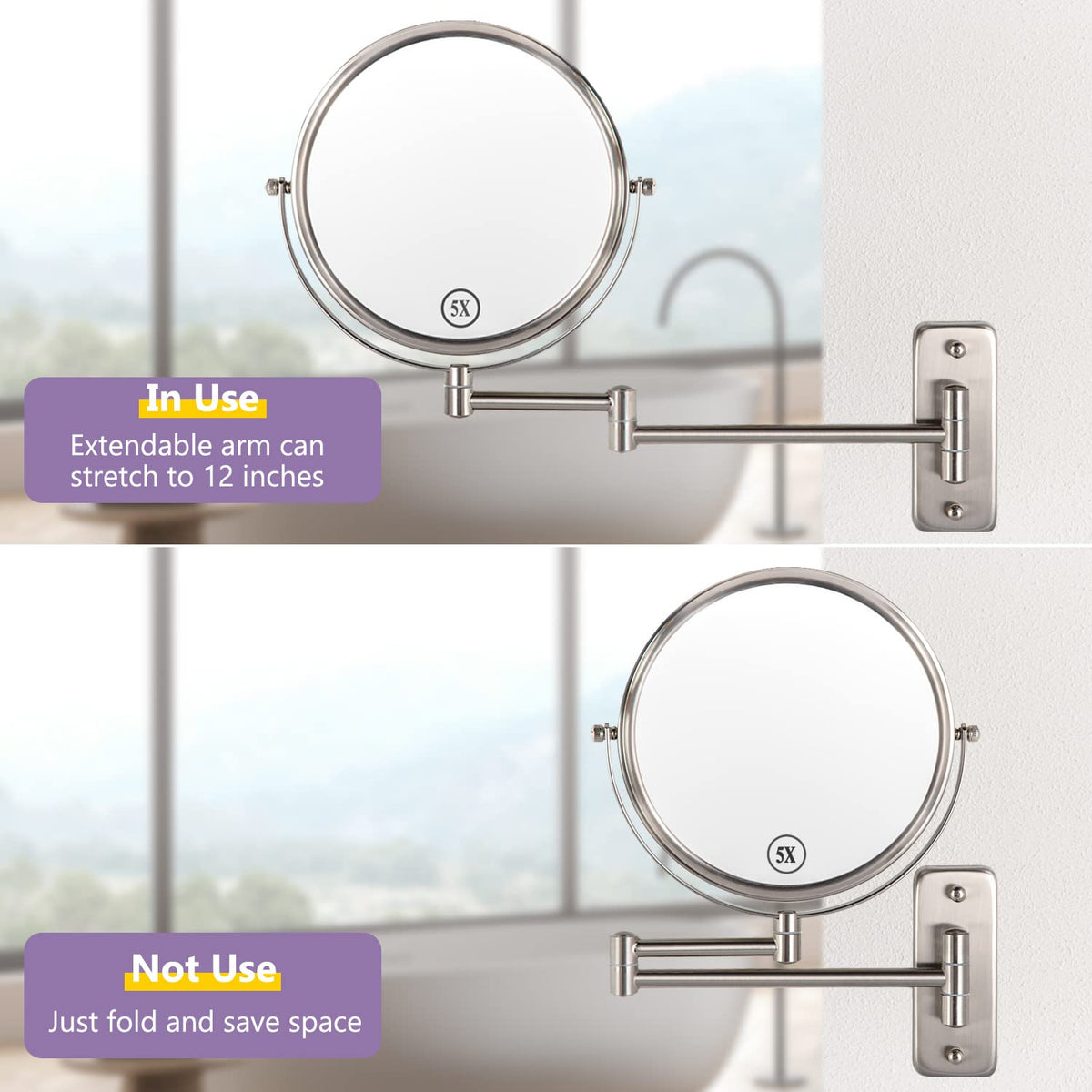 ALHAKIN true-image 5x magnification helps reveal details for makeup checks.