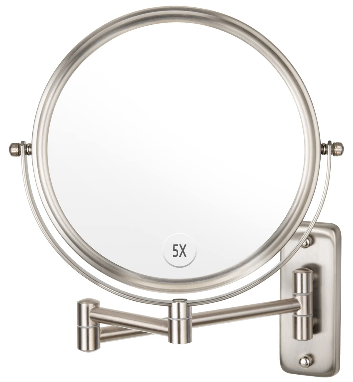ALHAKIN wall-mounted makeup mirror with 1x/5x magnification for precise makeup checks.