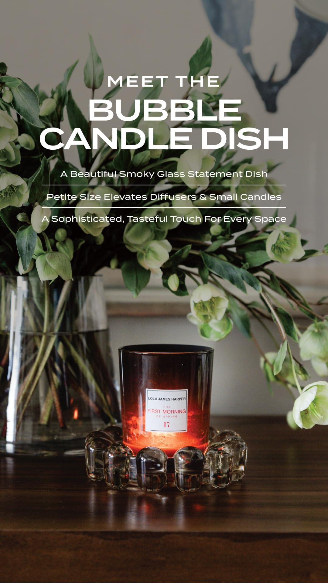 Alice Lane bubble dish with smoky tint ideal for small candles.