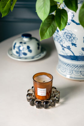 Compact Alice Lane bubble dish fits candles up to 3 inches.