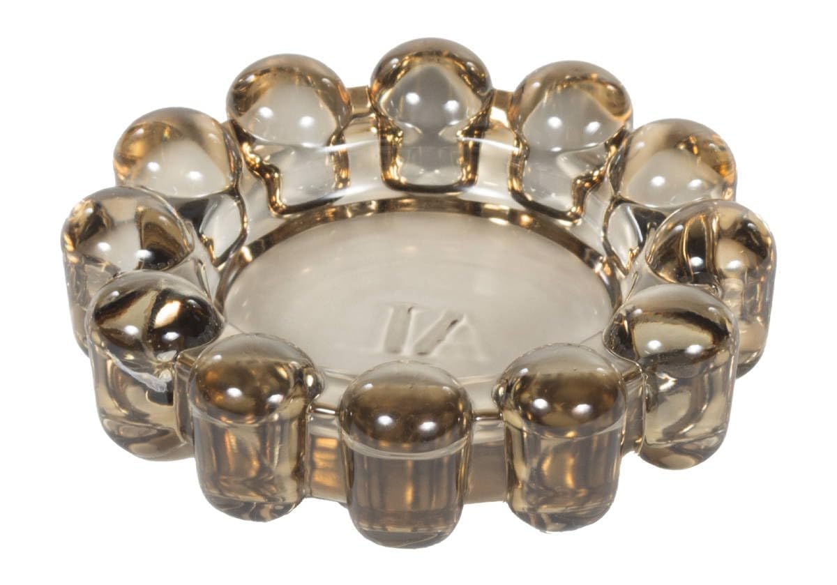 Alice Lane bubble candle dish showcases smoky glass and bubble silhouette.