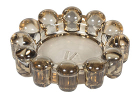 Alice Lane bubble candle dish showcases smoky glass and bubble silhouette.