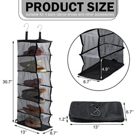 Aliceset hanging shoe organizer on a rod shows six compartments for easy access