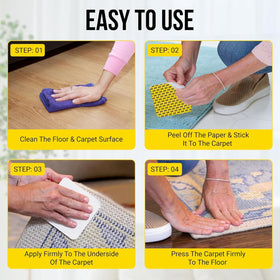 No damage floor protection with Alien Grip on mats and rugs.