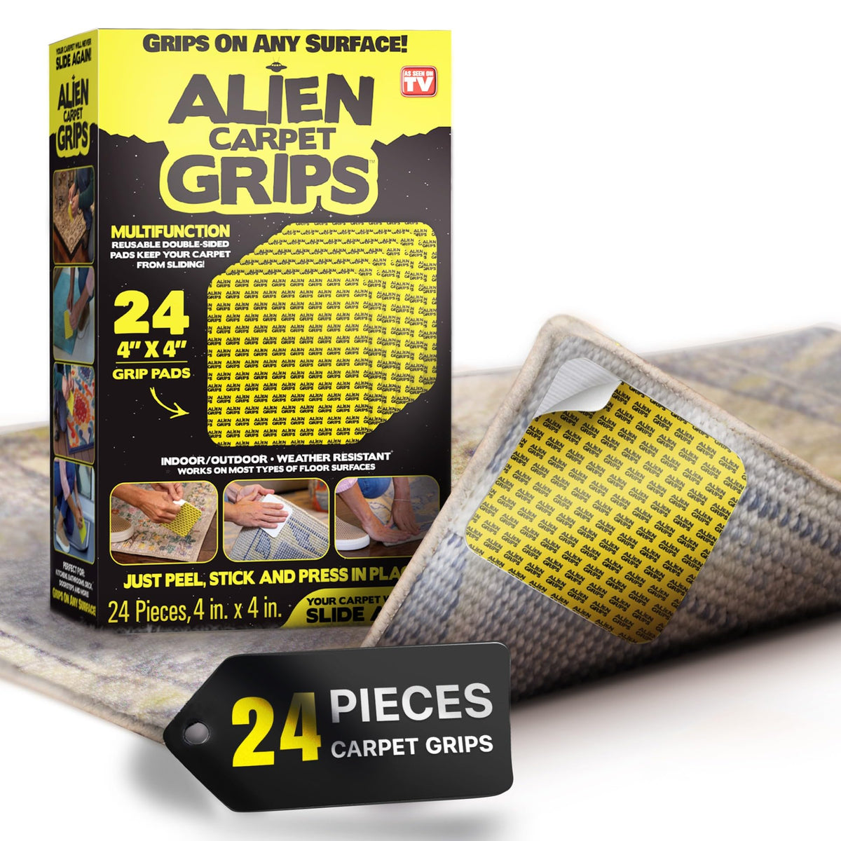 Alien Grip Rug Gripper Tape closeup showing secure rug edge without glue