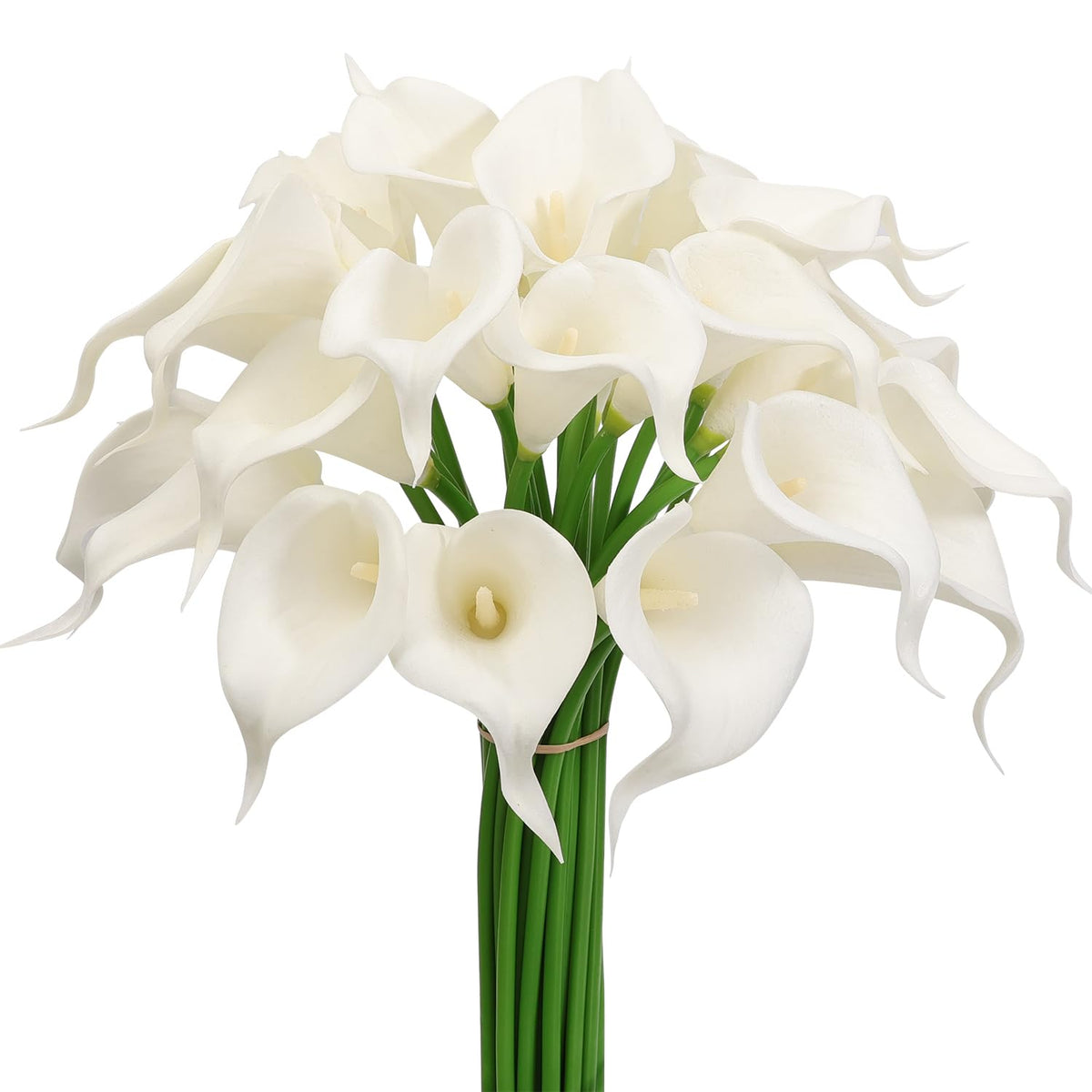 Alifst real touch white PU calla lily bouquet for elegant wedding decor.
