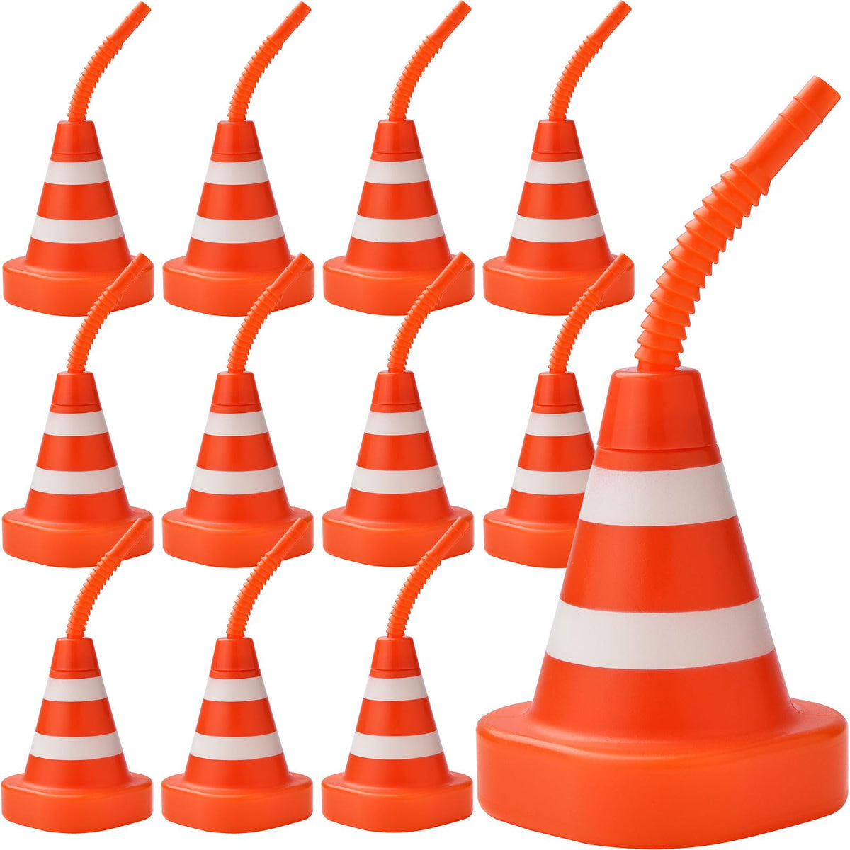ALINK cone cups with straws, orange cone design, BPA-free and reusable for festive drinks