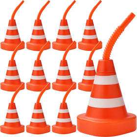 ALINK cone cups with straws, orange cone design, BPA-free and reusable for festive drinks