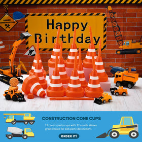 ALINK construction-traffic-cone cups suited for themed events and playful table decor